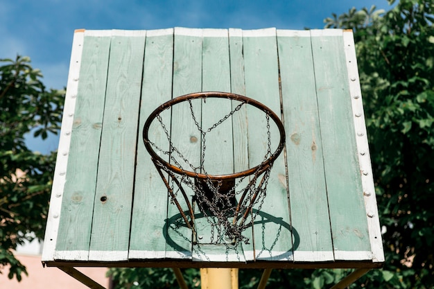 Low view basketball hoop