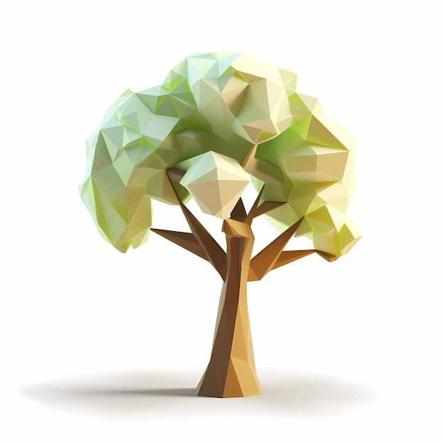 Free Photo lowpoly 3d tree white background