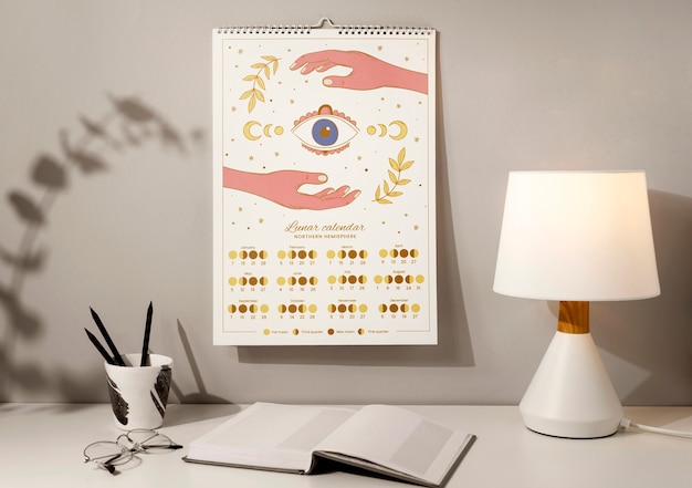 Lunar calendar with cute drawing