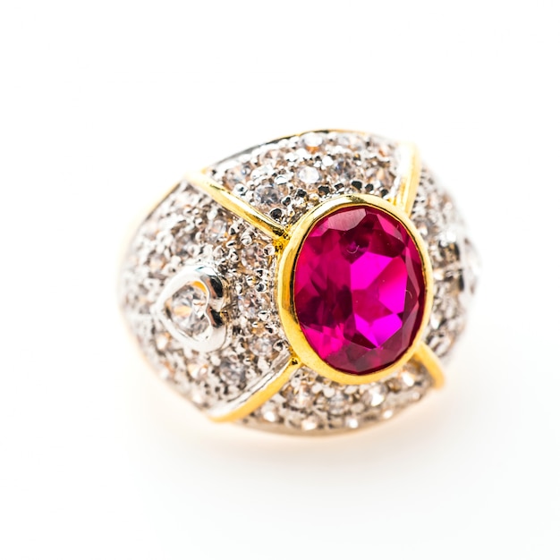 Free photo luxurious golden ring with purple gemstone