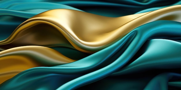 Free Photo luxurious teal and gold forms intermingle in a dance of abstract elegance