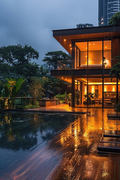 Free photo luxurious villa with modern architectural design