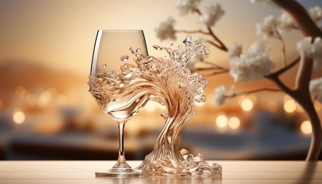 Free Photo luxury celebration champagne glass wine bottle illuminated background generated by artificial intelligence