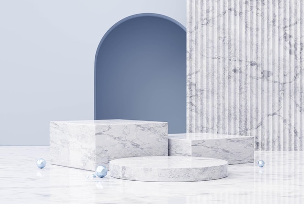 Free Photo luxury marble podium cylinder pedestal showcase 3d background empty scene for placing products