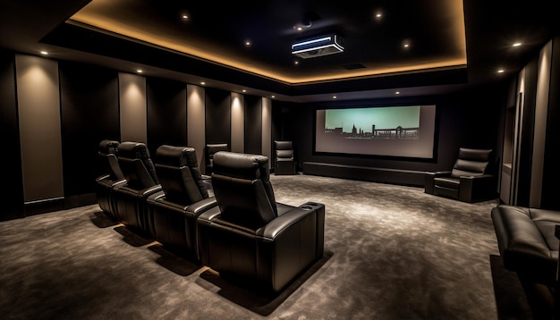 Free Photo luxury movie theater with modern design and lighting generated by ai