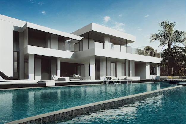 Luxury pool villa spectacular contemporary design digital art real estate home house and property ge