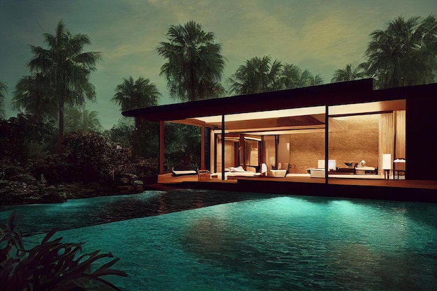 Luxury pool villa spectacular contemporary design digital art real estate home house and property ge