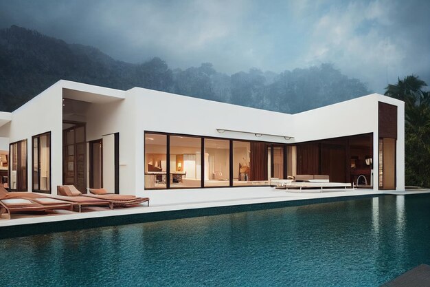 Luxury pool villa spectacular contemporary design digital art real estate home house and property ge