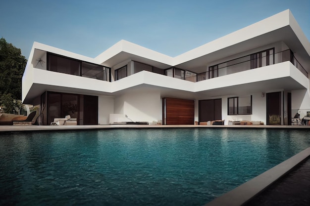 Luxury pool villa spectacular contemporary design digital art real estate home house and property ge