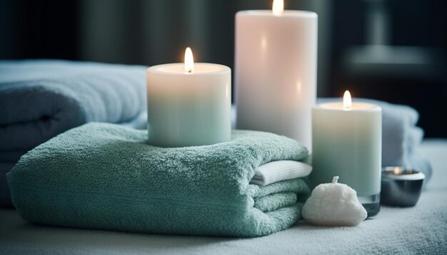 Luxury spa treatment candlelight aromatherapy massaging pampering wellbeing relaxation generated by AI