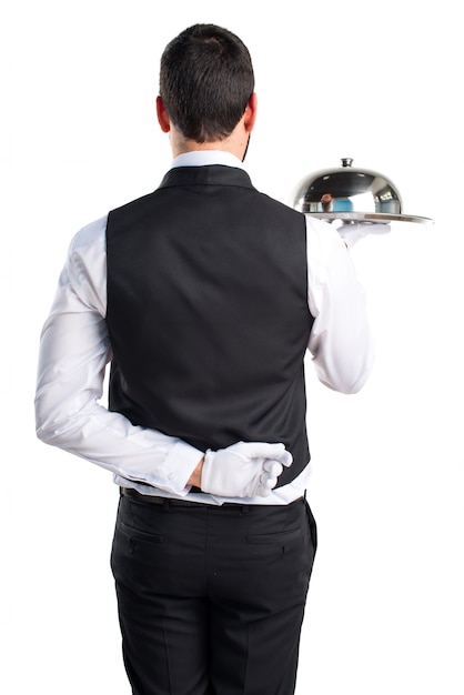 Free photo luxury waiter holding a tray