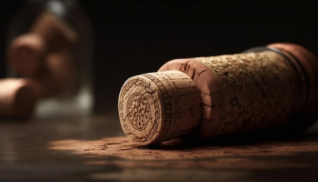 Free photo luxury wine cork stopper on old bottle generated by ai