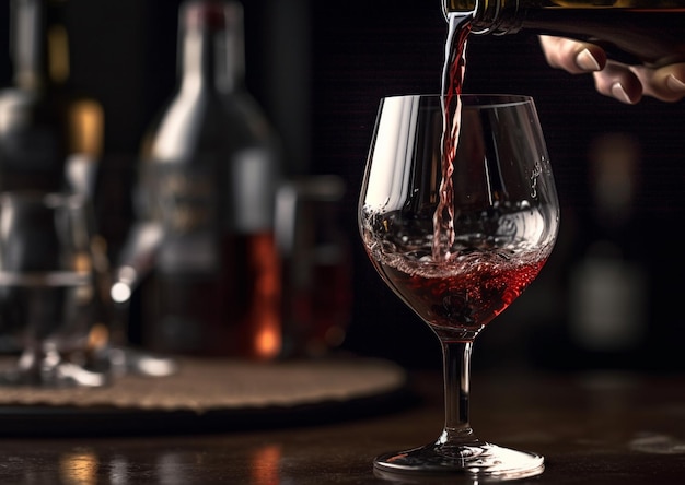 Luxury wine pouring into elegant glassware generated by AI