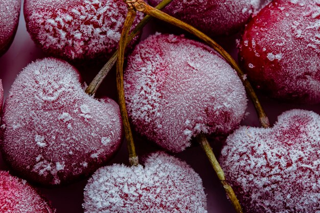 Macro frozen fruits arrangement