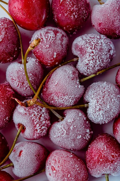 Macro frozen fruits arrangement