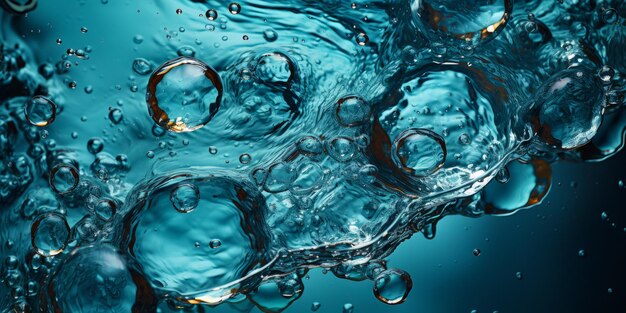 Macro Shot of Flowing Liquid with Bubbles