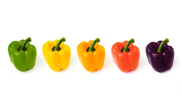 Macro shot of sweet bell pepper isolated on white background