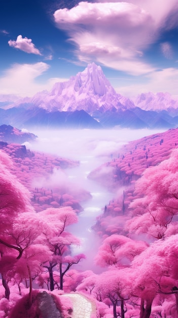 Free photo magenta fantasy landscape with nature