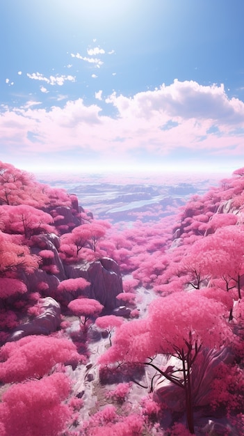 Free Photo magenta fantasy landscape with nature