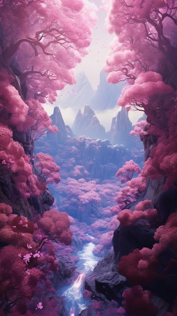 Free photo magenta fantasy landscape with nature