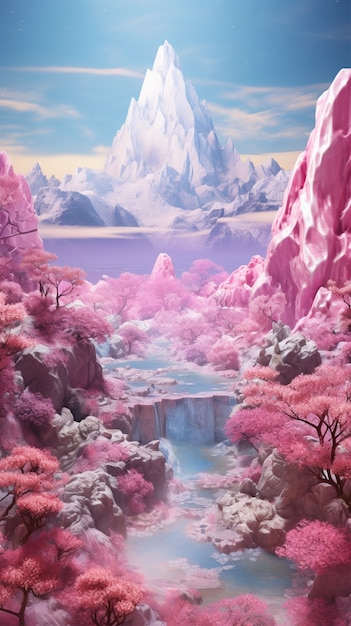 Free photo magenta fantasy landscape with nature