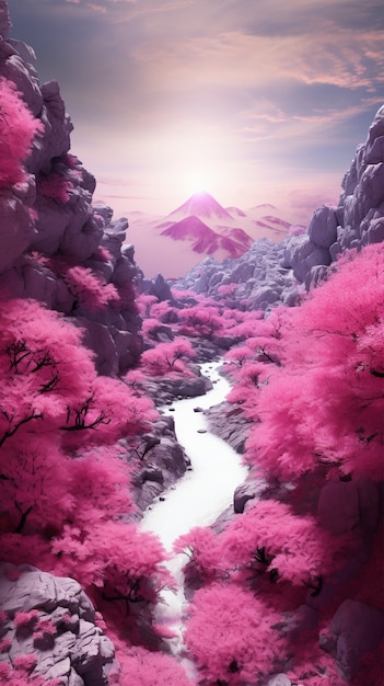 Free photo magenta fantasy landscape with nature