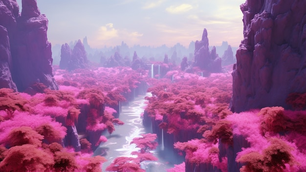 Free photo magenta landscape with fantasy nature