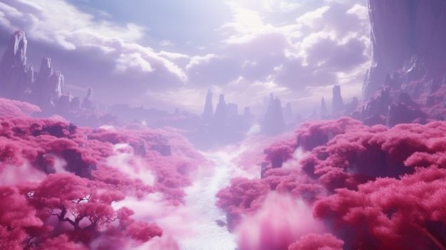 Free photo magenta landscape with fantasy nature