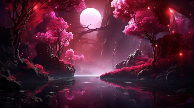 Magenta nature fantasy landscape