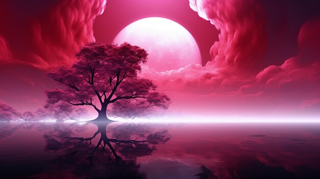 Magenta nature fantasy landscape