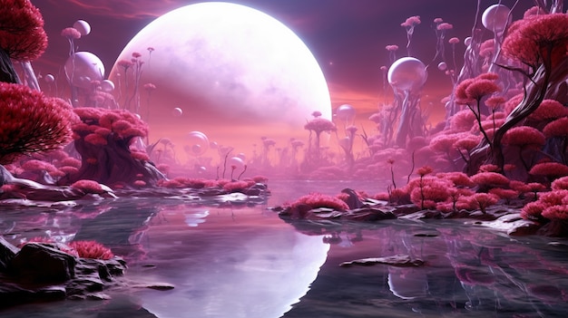 Magenta nature mystical landscape