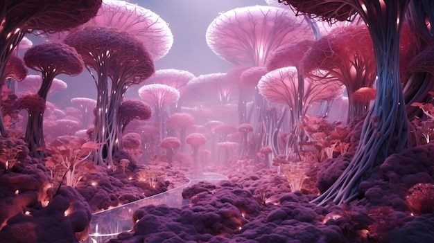 Magenta nature mystical landscape