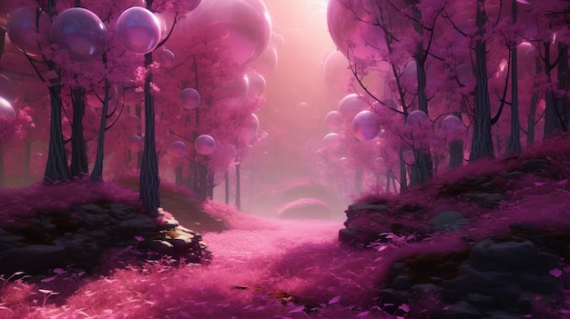 Free Photo magenta nature mystical landscape