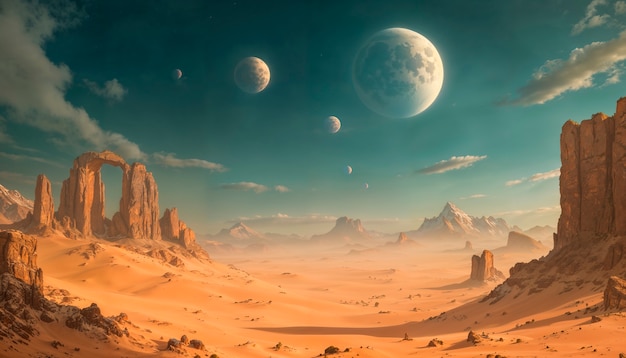 Free Photo magical desert fantasy landscape