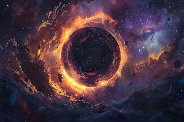 Free Photo magical fantasy black hole illustration