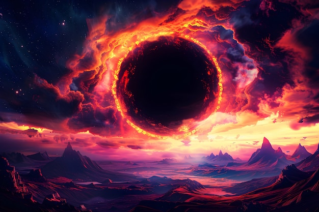 Free Photo magical fantasy black hole illustration