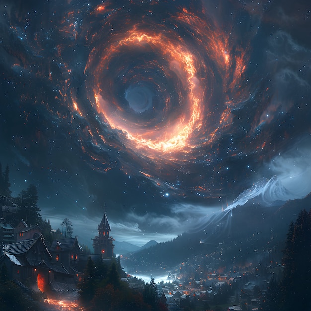 Free Photo magical fantasy black hole illustration