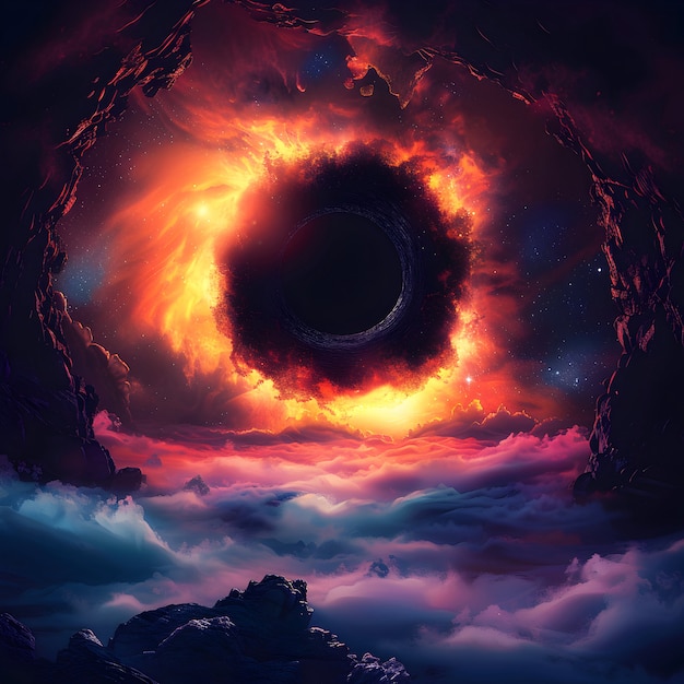 Free photo magical fantasy black hole illustration