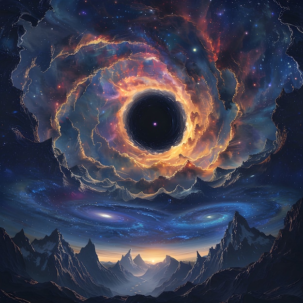 Free Photo magical fantasy black hole illustration