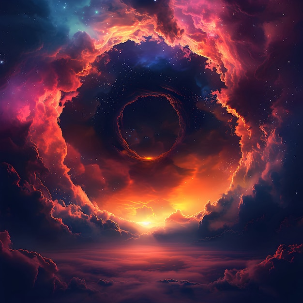 Free Photo magical fantasy black hole illustration