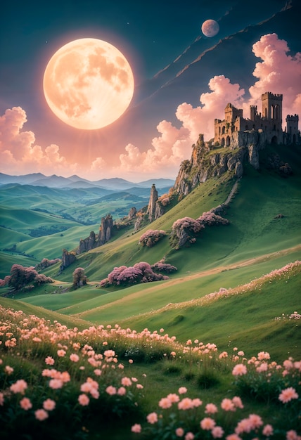 Free Photo magical and fantasy landscape