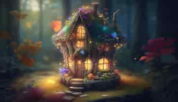 Free photo magical fantasy world in mysterious forestfairy tale concept ai generative