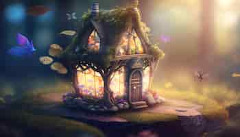 Free photo magical fantasy world in mysterious forestfairy tale concept ai generative