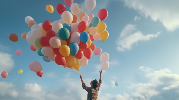 The magical moment of releasing balloons into the sky