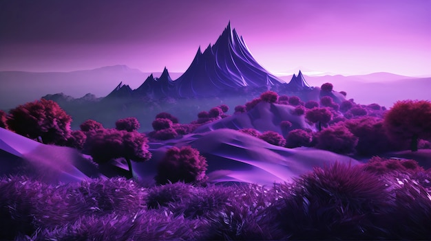 Magical and mystical landscape wallpaper in purple tones