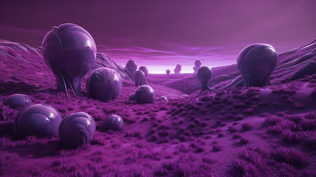 Free photo magical and mystical landscape wallpaper in purple tones