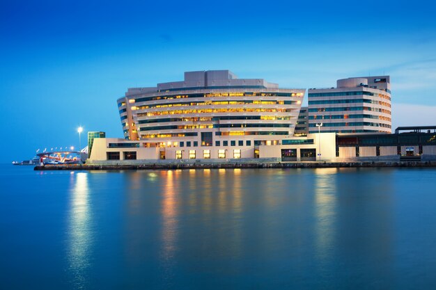 Maing building of Port Vell in evening