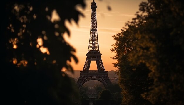 Free Photo majestic architecture back lit by sunset silhouette generated by ai