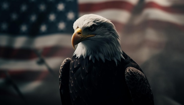 Free Photo majestic bald eagle perching of freedom generated by ai