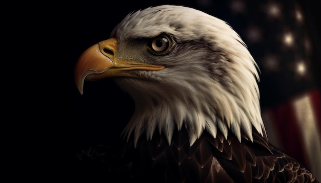 Majestic bald eagle staring with sharp beak generated by AI